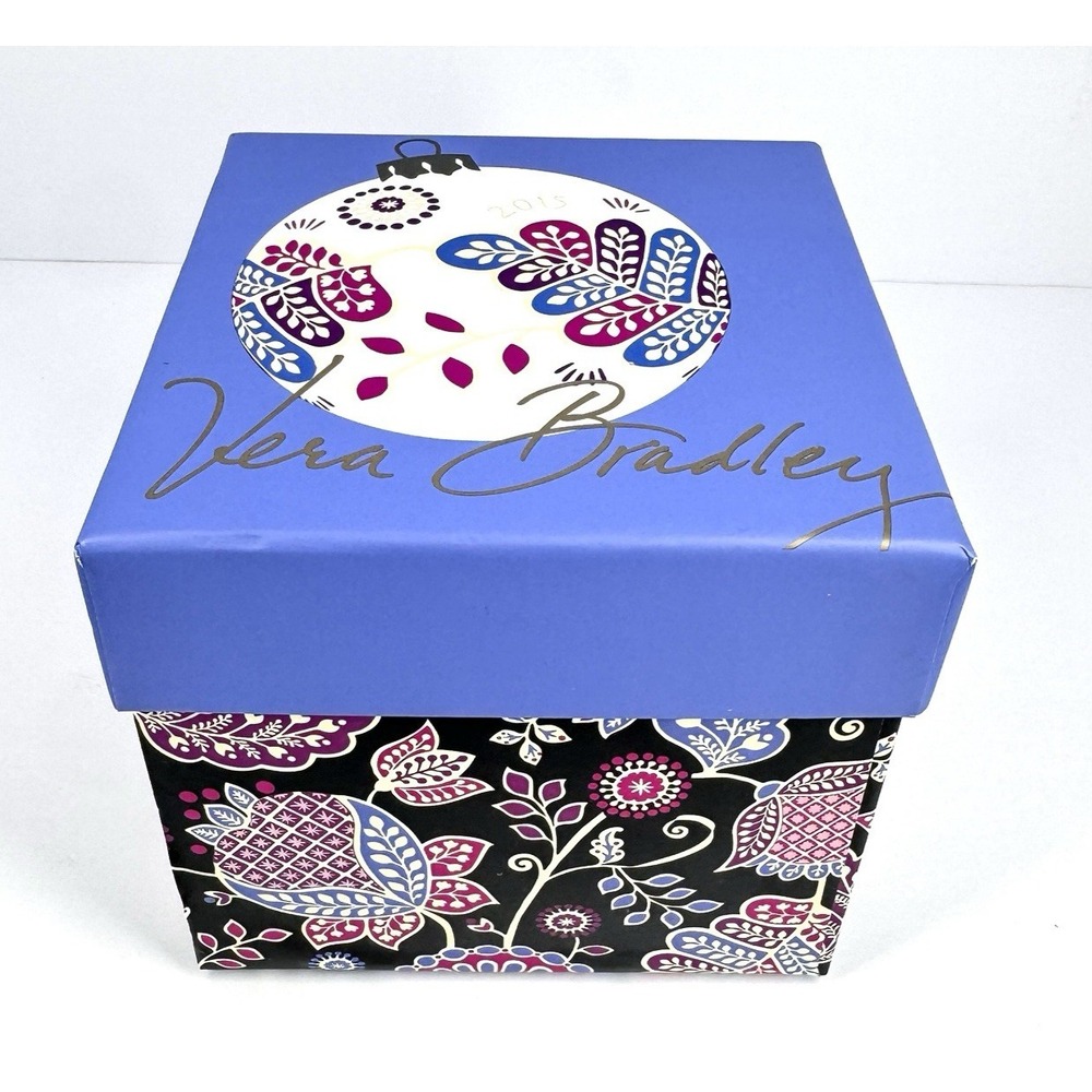 Vera Bradley Alpine Floral 2015 Glass Christmas Ornament w Original Box